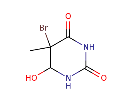 Molecular Structure of 1195-73-9 (2,4(1H,3H)-Pyrimidinedione, 5-bromodihydro-6-hydroxy-5-methyl-)