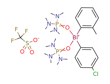 (4-chlorophenyl)(2-methylphenyl)bismuth triflate - (hexamethylphosphoric triamide)2 complex