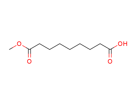 2104-19-0,AZELAIC ACID MONOMETHYL ESTER,Azelaicacid, methyl ester (6CI,7CI); Azelaic acid, monomethyl ester (8CI); Nonanedioicacid, monomethyl ester (9CI); 8-Carbomethoxyoctanoic acid;9-Methoxy-9-oxononanoic acid; Methyl 8-carboxyoctanoate; Methyl hydrogenazelate; Monomethyl azelaate; Monomethyl azelate; Monomethyl nonanedioate; NSC60226