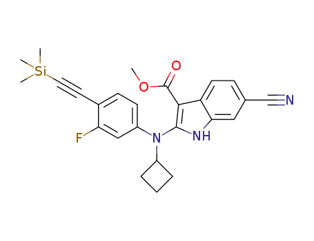 methyl 6-cyano-2-(cyclobutyl(3-fluoro-4-((trimethylsilyl)ethynyl)phenyl)amino)-1H-indole-3-carboxylate
