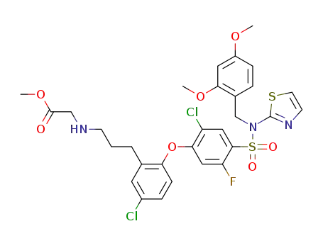 methyl (3-(5-chloro-2-(2-chloro-4-(N-(2,4-dimethoxybenzyl)-N-(thiazol-2-yl) sulfamoyl)-5-fluorophenoxy)phenyl)propyl)glycinate