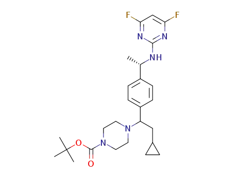 tert-butyl 4-(2-cyclopropyl-1-(4-((S)-1-((4,6-difluoropyrimidin-2-yl)amino)ethyl)phenyl)ethyl)piperazine-1-carboxylate