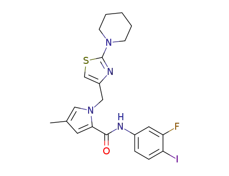 N-(3-fluoro-4-iodophenyl)-4-methyl-1-((2-(piperidin-1-yl)thiazol-4-yl)methyl)-1H-pyrrole-2-carboxamide