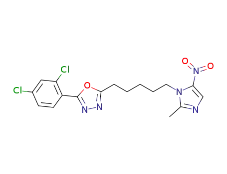2-(2,4-dichlorophenyl)-5-(5-(2-methyl-5-nitro-1H-imidazol-1-yl)pentyl)-1,3,4-oxadiazole