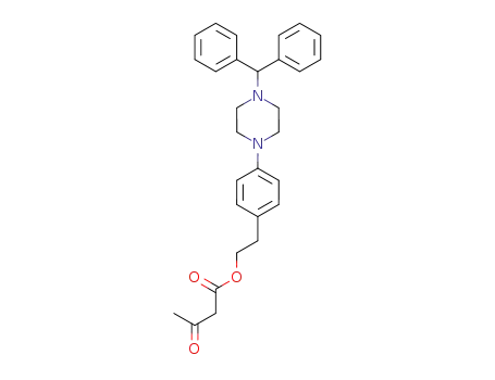 Molecular Structure of 116308-41-9 (Butanoic acid, 3-oxo-,
2-[4-[4-(diphenylmethyl)-1-piperazinyl]phenyl]ethyl ester)