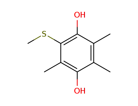 Molecular Structure of 83857-83-4 (1,4-Benzenediol, 2,3,5-trimethyl-6-(methylthio)-)