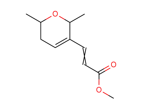 Molecular Structure of 95636-76-3 (2-Propenoic acid, 3-(5,6-dihydro-2,6-dimethyl-2H-pyran-3-yl)-, methyl
ester)
