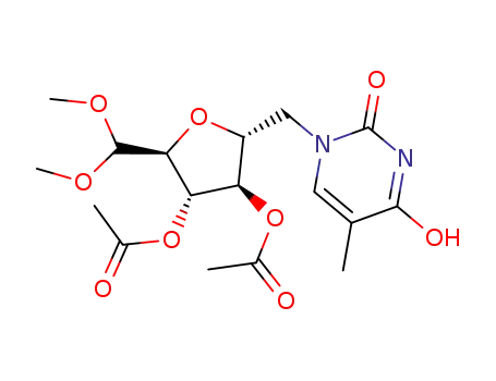 acetal dimethylique du 3,4-di-O-acetyl-2,5-anhydro-6-desoxy-6-(thymin-1yl)-D-mannose