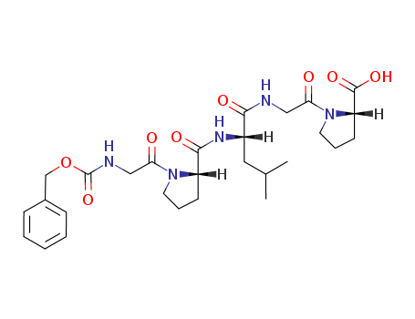 2646-61-9,Z-GLY-PRO-LEU-GLY-PRO-OH,L-Proline,1-[N-[N-[1-[N-[(phenylmethoxy)carbonyl]glycyl]-L-prolyl]-L-leucyl]glycyl]-;Proline, 1-[N-[N-[1-(N-carboxyglycyl)-L-prolyl]-L-leucyl]glycyl]-, N-benzylester (6CI); Proline, 1-[N-[N-[1-(N-carboxyglycyl)-L-prolyl]-L-leucyl]glycyl]-,N-benzyl ester, L- (7CI,8CI);N-(Benzyloxycarbonyl)glycyl-L-prolyl-L-leucylglycyl-L-proline; N-Carbobenzoxyglycyl-L-prolyl-L-leucylglycyl-L-proline