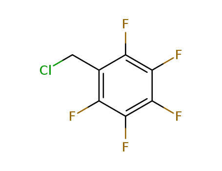 653-35-0,Pentafluorobenzyl chloride,Benzene,(chloromethyl)pentafluoro- (9CI);Toluene, a-chloro-2,3,4,5,6-pentafluoro- (6CI,7CI,8CI);(Pentafluorophenyl)methyl chloride;1-(Chloromethyl)-2,3,4,5,6-pentafluorobenzene;2,3,4,5,6-Pentafluorobenzylchloride;Chloromethylpentafluorobenzene;a-Chloro-2,3,4,5,6-pentafluorotoluene;Pentafluorobenzyl chloride;