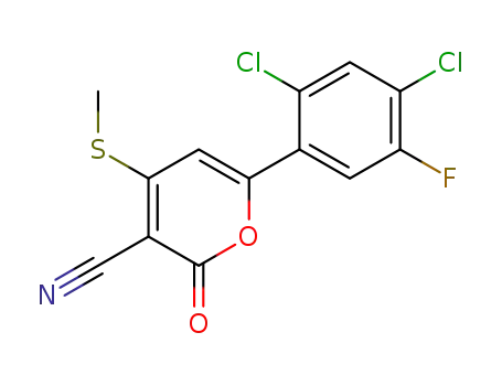 6-(2,4-Dichloro-5-fluoro-phenyl)-4-methylsulfanyl-2-oxo-2H-pyran-3-carbonitrile