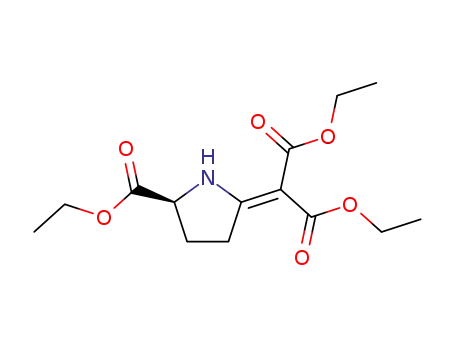 Molecular Structure of 675588-09-7 (Propanedioic acid, [(5S)-5-(ethoxycarbonyl)-2-pyrrolidinylidene]-,
diethyl ester)
