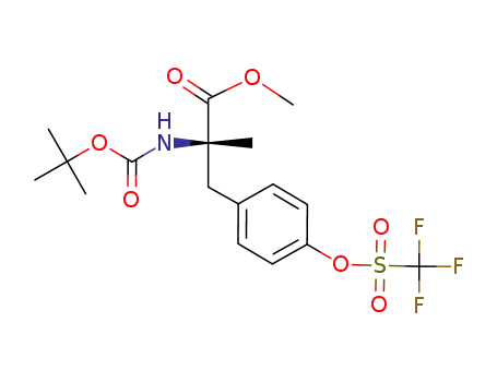 Molecular Structure of 675106-57-7 (L-Tyrosine, N-[(1,1-dimethylethoxy)carbonyl]-a-methyl-, methyl ester,trifluoromethanesulfonate (ester))