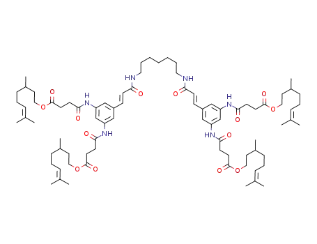 N-{3-{(E)-2-[7-((E)-3-{3,5-Bis-[3-(3,7-dimethyl-oct-6-enyloxycarbonyl)-propionylamino]-phenyl}-acryloylamino)-heptylcarbamoyl]-vinyl}-5-[3-(3,7-dimethyl-oct-6-enyloxycarbonyl)-propionylamino]-phenyl}-succinamic acid 3,7-dimethyl-oct-6-enyl ester