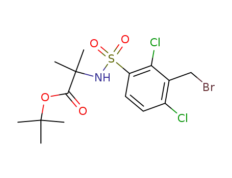 Molecular Structure of 899797-70-7 (Alanine, N-[[3-(bromomethyl)-2,4-dichlorophenyl]sulfonyl]-2-methyl-,
1,1-dimethylethyl ester)