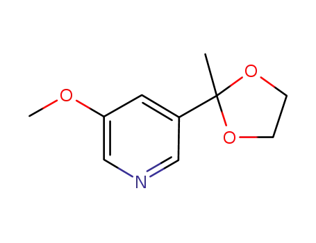 Molecular Structure of 1072933-64-2 (3-Methoxy-5-(2-methyl-1,3-dioxolan-2-yl)pyridine)