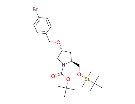 tert-butyl (2S,4R)-4-((4-bromobenzyl)oxy)-2-(((tert-butyldimethylsilyl)oxy)methyl)pyrrolidine-1-carboxylate