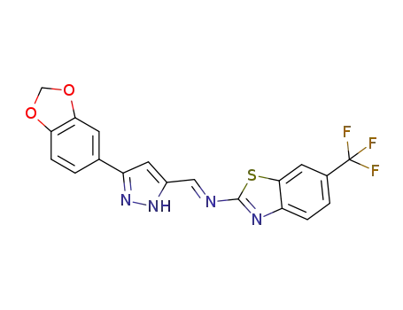 (E)-N-[(3-(benzo[d][1,3]dioxol-5-yl)-1H-pyrazol-5-yl)methylene]-6-(trifluoromethyl)benzo[d]thiazol-2-amine