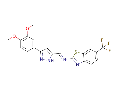 (E)-N-[(3-(3,4-dimethoxyphenyl)-1H-pyrazol-5-yl)methylene]-6-(trifluoromethyl)benzo[d]thiazol-2-amine