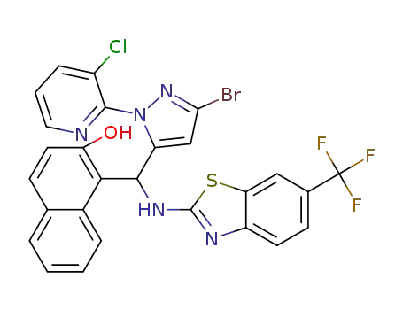 1-((3-bromo-1-(3-chloropyridine-2-yl)-1H-pyrazol-5-yl)((6-trifluoromethylbenzo[d]thiazol-2-yl)amino)methyl)naphthalene-2-ol