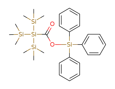 Molecular Structure of 81671-48-9 (2-Trisilanecarboxylic acid, 1,1,1,3,3,3-hexamethyl-2-(trimethylsilyl)-,
triphenylsilyl ester)
