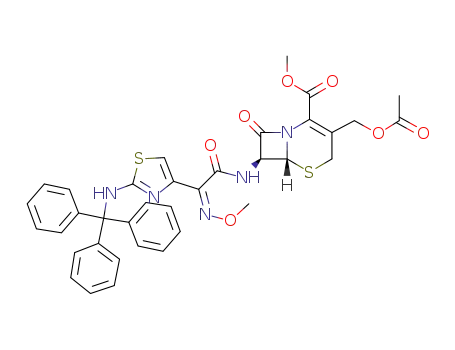 methyl 7β-[syn-2-(2-tritylaminothiazol-4-yl)-2-methoxyiminoacetamido]-3-acetoxymethyl-3-cephem-4-carboxylate