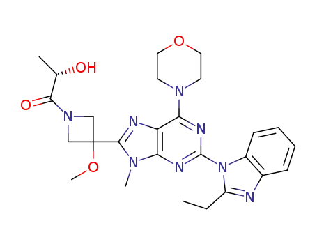 (S)-1-(3-(2-(2-ethyl-1H-benzo[d]imidazol-1-yl)-9-methyl-6-morpholino-9H-purin-8-yl)-3-methoxyazetidin-l-yl)-2-hydroxypropan-1-one