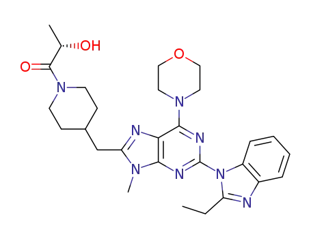 (S)-1-(4-((2-(2-ethyl-1H-benzo[d]imidazol-1-yl)-9-methyl-6-morpholino-9H-purin-8-yl)methyl)piperidin-1-yl)-2-hydroxypropan-1-one