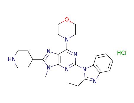 2-(2-ethylbenzoimidazol-1-yl)-9-methyl-6-morpholin-4-yl-8-piperidin-4-yl-9H-purine hydrochloride