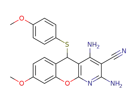 2,4-diamino-8-methoxy-5-((4-methoxyphenyl)thio)-5H-chromeno[2,3-b]pyridine-3-carbonitrile