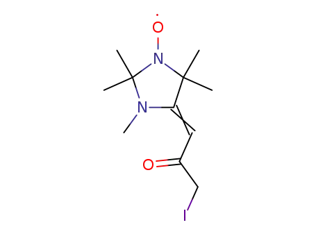 Molecular Structure of 70723-34-1 (4-(3-IODO-2-OXOPROPYLIDENE)-2,2,3,5,5-PENTAMETHYL-IMIDAZOLIDINE-1-OXYL, FREE RADICAL)