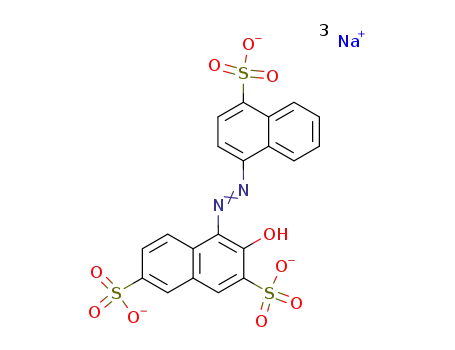 Molecular Structure of 915-67-3 (2,7-Naphthalenedisulfonicacid, 3-hydroxy-4-[2-(4-sulfo-1-naphthalenyl)diazenyl]-, sodium salt (1:3))