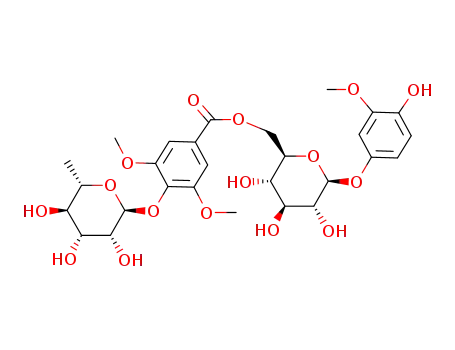 2-Methoxyhydroquinone 4-O-<6-O-(4-O-α-L-rhamnopyranosyl)-syringyl>-β-D-glucopyranoside