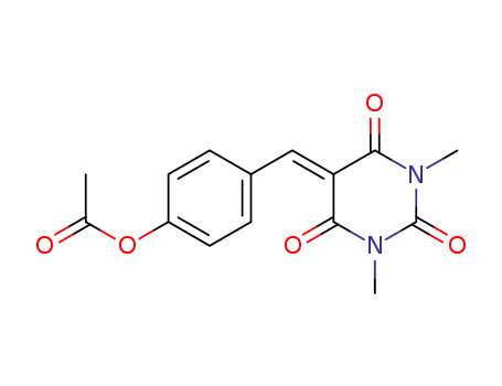 Molecular Structure of 110449-08-6 (2,4,6(1H,3H,5H)-Pyrimidinetrione,
5-[[4-(acetyloxy)phenyl]methylene]-1,3-dimethyl-)