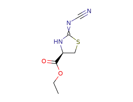 Molecular Structure of 258822-90-1 (4-Thiazolecarboxylicacid,2-(cyanoamino)-4,5-dihydro-,ethylester,(4R)-(9CI))