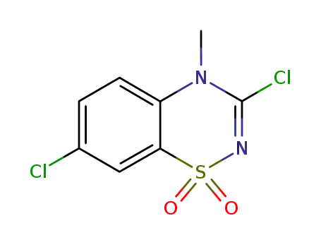 Molecular Structure of 872536-92-0 (3,7-Dichloro-4-methyl-4H-1,2,4-benzothiadiazin-1,1-dioxide)