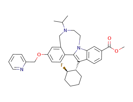 methyl 14-[(1R*,2S*)-2-fluoro-cyclohexyl]-3-(pyridin-2-ylmethoxy)-6-isopropyl-5,6,7,8-tetrahydro-indolo[2,1-a][2,5]benzodiazocine-11-carboxylate