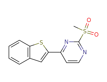 Molecular Structure of 893434-89-4 (Pyrimidine, 4-benzo[b]thien-2-yl-2-(methylsulfonyl)-)