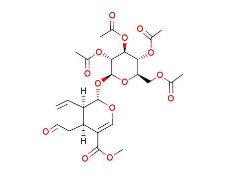 Molecular Structure of 27856-66-2 (methyl 3-ethenyl-4-(2-oxoethyl)-2-[(2,3,4,6-tetra-O-acetyl-beta-D-glucopyranosyl)oxy]-3,4-dihydro-2H-pyran-5-carboxylate)