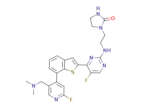 1-(2-{4-[7-(5-((dimethylamino)methyl)-2-fluoro-pyridin-4-yl)benzo[b]thiophen-2-yl]-5-fluoropyrimidin-2-ylamino}ethyl)imidazolidin-2-one