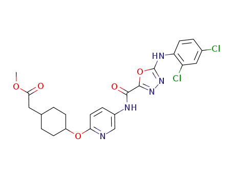 methyl 2-((1s,4s)-4-(5-(5-(2,4-dichlorophenylamino)-1,3,4-oxadiazole-2-carboxamido)pyridin-2-yloxy)cyclohexyl)acetate