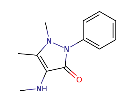 Molecular Structure of 519-98-2 (1,2-dihydro-1,5-dimethyl-4-(methylamino)-2-phenyl-3H-pyrazol-3-one)