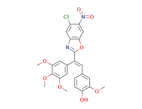 (E)-4-[2-(5-chloro-6-nitrobenzo[d]oxazol-2-yl)-2-(3,4,5-trimethoxyphenyl)vinyl]-2-methoxyphenol