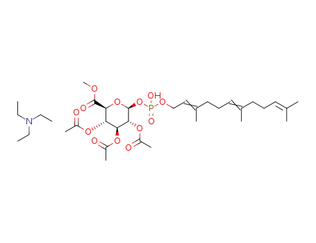 triethylammonium 3,7,11-trimethyldodeca-2,6,10-trien-1-yl (2S,3R,4S,5S,6S)-3,4,5-tris(acetyloxy)-6-(methoxycarbonyl)oxan-2-yl phosphate