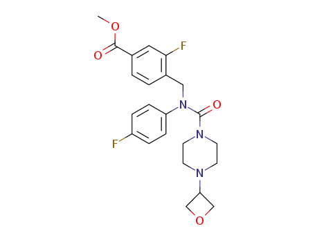 methyl 3-fluoro-4-((N-(4-fluorophenyl)-4-(oxetan-3-yl)piperazine-1-carboxamido)methyl)benzoate