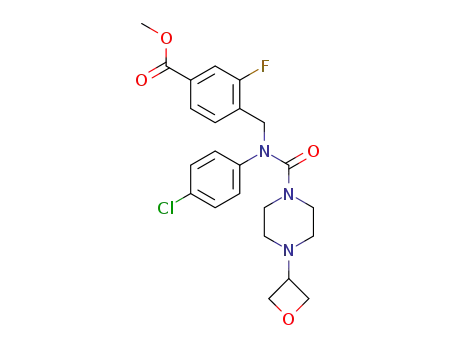 methyl 4-((N-(4-chlorophenyl)-4-(oxetan-3-yl)piperazine-1-carboxamido)methyl)-3-fluorobenzoate