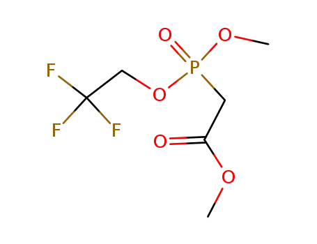 Molecular Structure of 681123-85-3 (Acetic acid, [methoxy(2,2,2-trifluoroethoxy)phosphinyl]-, methyl ester)