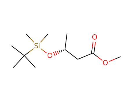 Molecular Structure of 104524-19-8 (Butanoic acid, 3-[[(1,1-dimethylethyl)dimethylsilyl]oxy]-, methyl ester,
(3R)-)