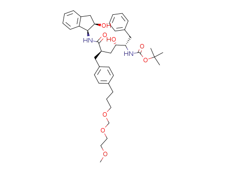 N-(2(R)-hydroxy-1(S)-indanyl)-5(S)-(1,1-dimethylethoxycarbonyl)amino-4(S)-hydroxy-6-phenyl-2(R)-(4-(3-(2-methoxyethoxy)methoxypropyl)-phenyl)methylhexanamide
