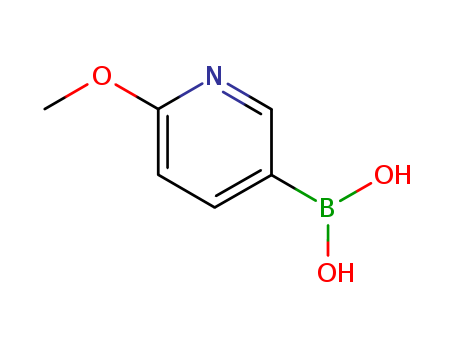 163105-89-3,2-Methoxy-5-pyridineboronic acid,Boronicacid, (6-methoxy-3-pyridinyl)- (9CI);(2-Methoxy-5-pyridyl)boronic acid;(6-Methoxy-3-pyridyl)boronic acid;(6-Methoxypyridin-3-yl)boronic acid;6-methoxypyridin-3-ylboronic acid;2-Methoxy-5-pyridineboronic acid;